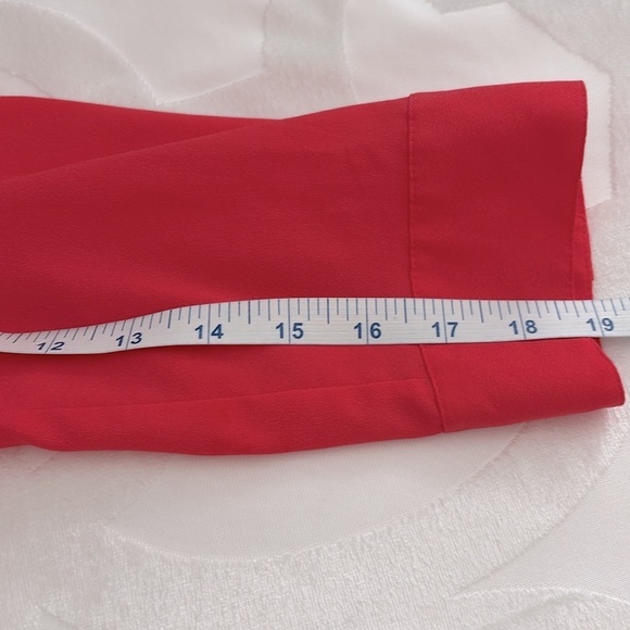 Calvin Klein Bright Red, Long Sleeve Cold Shoulder High/Low Blouse.  Size XL - Picture 8 of 11